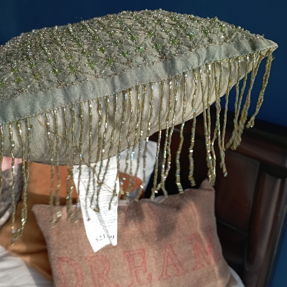 Embroidered Embellished Tasseled Cushion - Picture 11 of 13